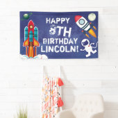 Gepersonaliseerde astronaut buitenruimte Happy Bir Spandoek (Insitu)