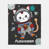 Gepersonaliseerde Astronaut Cat Space Adventure vo Fleece Deken (Voorkant)
