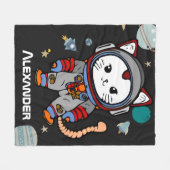 Gepersonaliseerde Astronaut Cat Space Adventure vo Fleece Deken (Voorkant (Horizontaal))