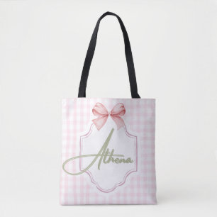 Gepersonaliseerde Athena Baby Girl Nursery Bow & G Draagtas