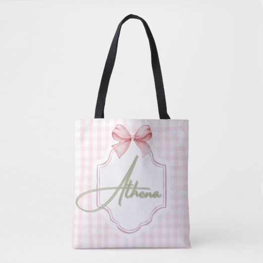 Gepersonaliseerde Athena Baby Girl Nursery Bow & G Draagtas (Voorkant)