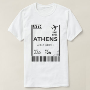 Gepersonaliseerde Athene Griekenland Boarding Pass T-shirt