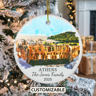 Gepersonaliseerde Athens Ornament, Griekenland Gif Keramisch Ornament