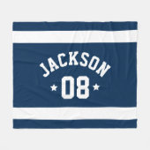 Gepersonaliseerde atleet Naam en nummer Navy Blue Fleece Deken (Voorkant (Horizontaal))