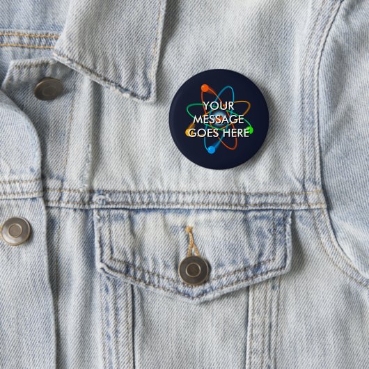 Gepersonaliseerde atoomstructuurwetenschap ronde button 5,7 cm (In situ)