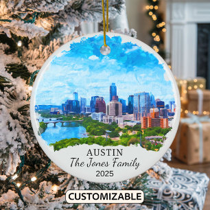 Gepersonaliseerde Austin Ornament, Texas State Keramisch Ornament