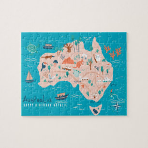Gepersonaliseerde Australië Kaart Jigsaw Puzzel vo