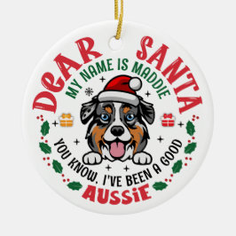 Gepersonaliseerde Australische Herder Hond Kerstmi Keramisch Ornament