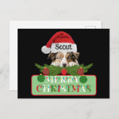 Gepersonaliseerde Australische Herder Vrolijk Kers Feestdagenkaart (Voorkant / Achterkant)