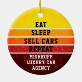 Gepersonaliseerde auto autoverkoop eet slaap herha keramisch ornament (Achterkant)