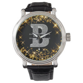 Gepersonaliseerde B-Initiaal Silver Monogram Jouw  Horloge