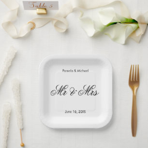 Gepersonaliseerde B&W Mr. & Mrs Font 1 Papieren Bordje