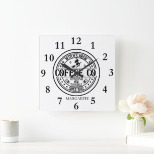 Gepersonaliseerde B&W Witch's Brew Vierkante Klok
