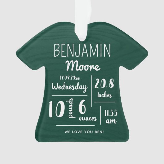 Gepersonaliseerde Baby aankondiging start kerst Ornament (voorkant)