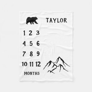 Gepersonaliseerde Baby Beer Milestone Baby Boy Dek Fleece Deken