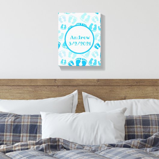 Gepersonaliseerde Baby Boy Baby Voeten Canvas Afdruk (Insitu (Slaapkamer))