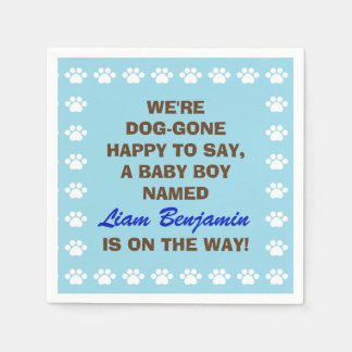 Gepersonaliseerde Baby Boy - Dog Theme Baby shower Servet