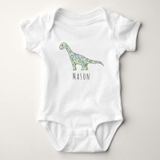 Gepersonaliseerde Baby Boy Doodle Dinosaurus met n Romper (Voorkant)