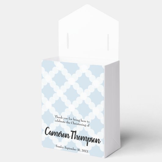 Gepersonaliseerde Baby Boy doopblauw gouden kruis Bedankdoosjes (Geopend)