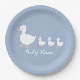 Gepersonaliseerde Baby Boy Duckling Papier Borden Papieren Bordje