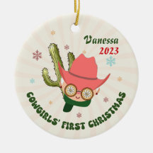Gepersonaliseerde Baby Cowgirl Eerste Kerstmis