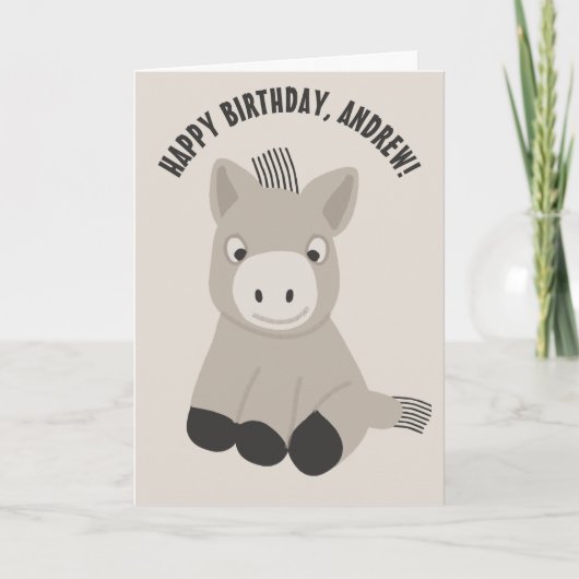 Gepersonaliseerde Baby Donkey Verjaardag Kaart (Voorkant)