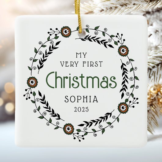Gepersonaliseerde Baby Eerste Kerst Nordic Keramisch Ornament