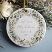 Gepersonaliseerde Baby Eerste Kerstboskrans Keramisch Ornament