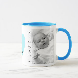 Gepersonaliseerde Baby foto Blauw handvat Koffie M Mok
