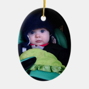 Gepersonaliseerde Baby-foto-ingang met naam en jaa Keramisch Ornament