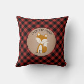Gepersonaliseerde Baby Fox Plaid Kussen (Achterkant)
