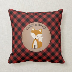 Gepersonaliseerde Baby Fox Plaid Kussen