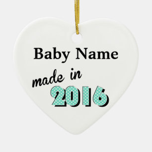 Gepersonaliseerde Baby gemaakt in 2016 Groen Keramisch Ornament