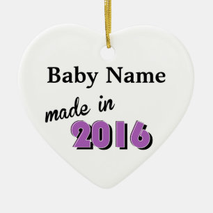 Gepersonaliseerde Baby gemaakt in Paars 2016 Keramisch Ornament