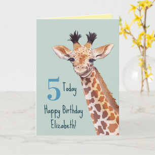 Gepersonaliseerde Baby Giraffe Birthday Kaart