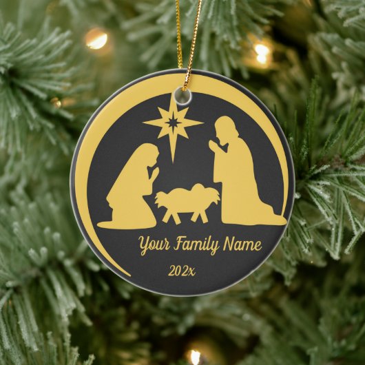 Gepersonaliseerde Baby Jesus Manger Kerstvakantie Keramisch Ornament (Boom)
