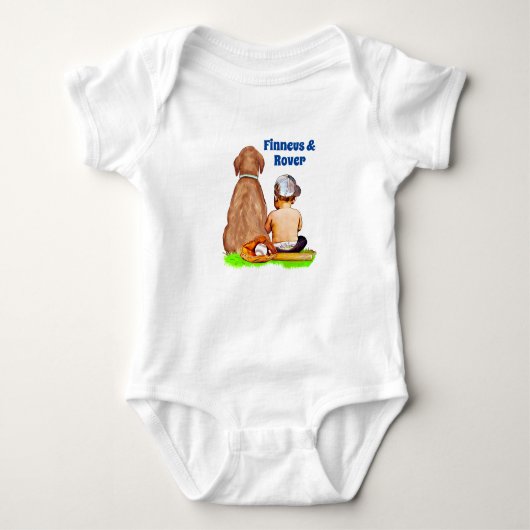Gepersonaliseerde Baby Jongen en Hond Romper (Voorkant)