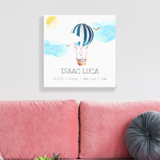 Gepersonaliseerde baby jongen geboorte statistieke canvas afdruk (Insitu (Woonkamer))