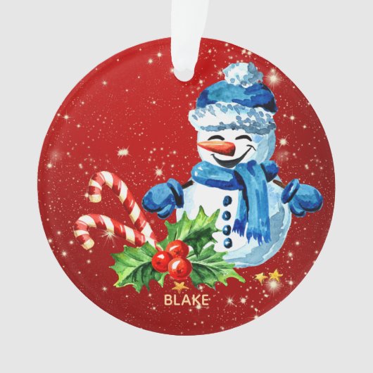 Gepersonaliseerde Baby Keepsake Ornament - Snowman (voorkant)