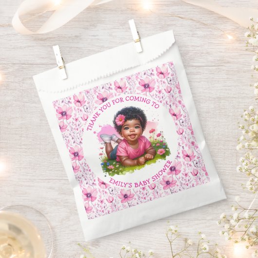 Gepersonaliseerde Baby Meisje Roze Baby shower Bedankzakje (Geknipt)