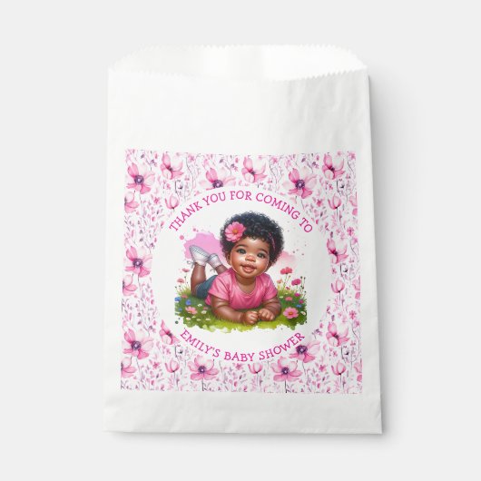 Gepersonaliseerde Baby Meisje Roze Baby shower Bedankzakje (Voorkant)