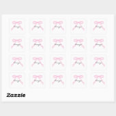 Gepersonaliseerde Baby Meisje Roze Bow Vierkante Sticker (Vel)