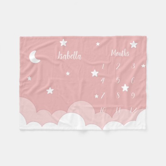 Gepersonaliseerde Baby mijlpaal Fleece Deken (Voorkant (Horizontaal))