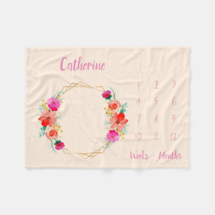Gepersonaliseerde Baby mijlpaal Fleece Deken
