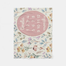 Gepersonaliseerde Baby Milestone Deken Meisje Bloe