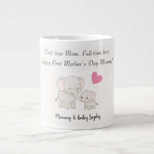 Gepersonaliseerde Baby & moeder olifant met hart - Extra Grote Beker