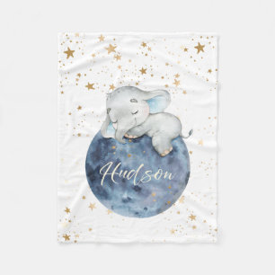 Gepersonaliseerde Baby Olifant op Maan   30x40 fle Fleece Deken