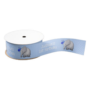 Gepersonaliseerde Baby olifanten 1ste Kind Birthda Grosgrain Lint