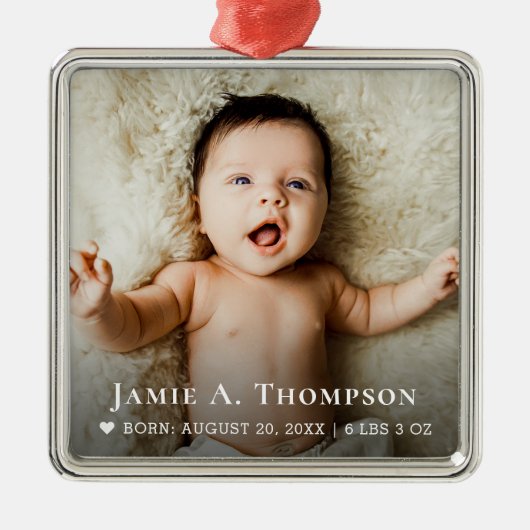 Gepersonaliseerde Baby Photo Keepsake Ornament | C (Voorkant)