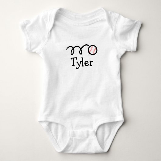 Gepersonaliseerde baby romper bodysuit met honkbal (Voorkant)